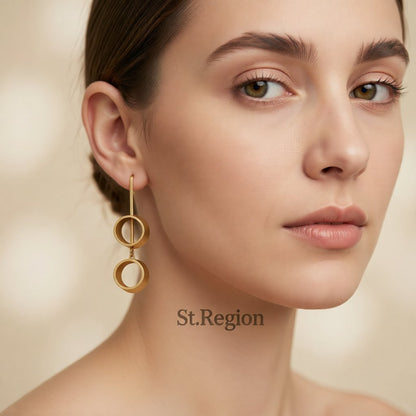 18K Gold-Plated Link Drop Earrings, gold drop earrings for women, elegant gift for her, styled look