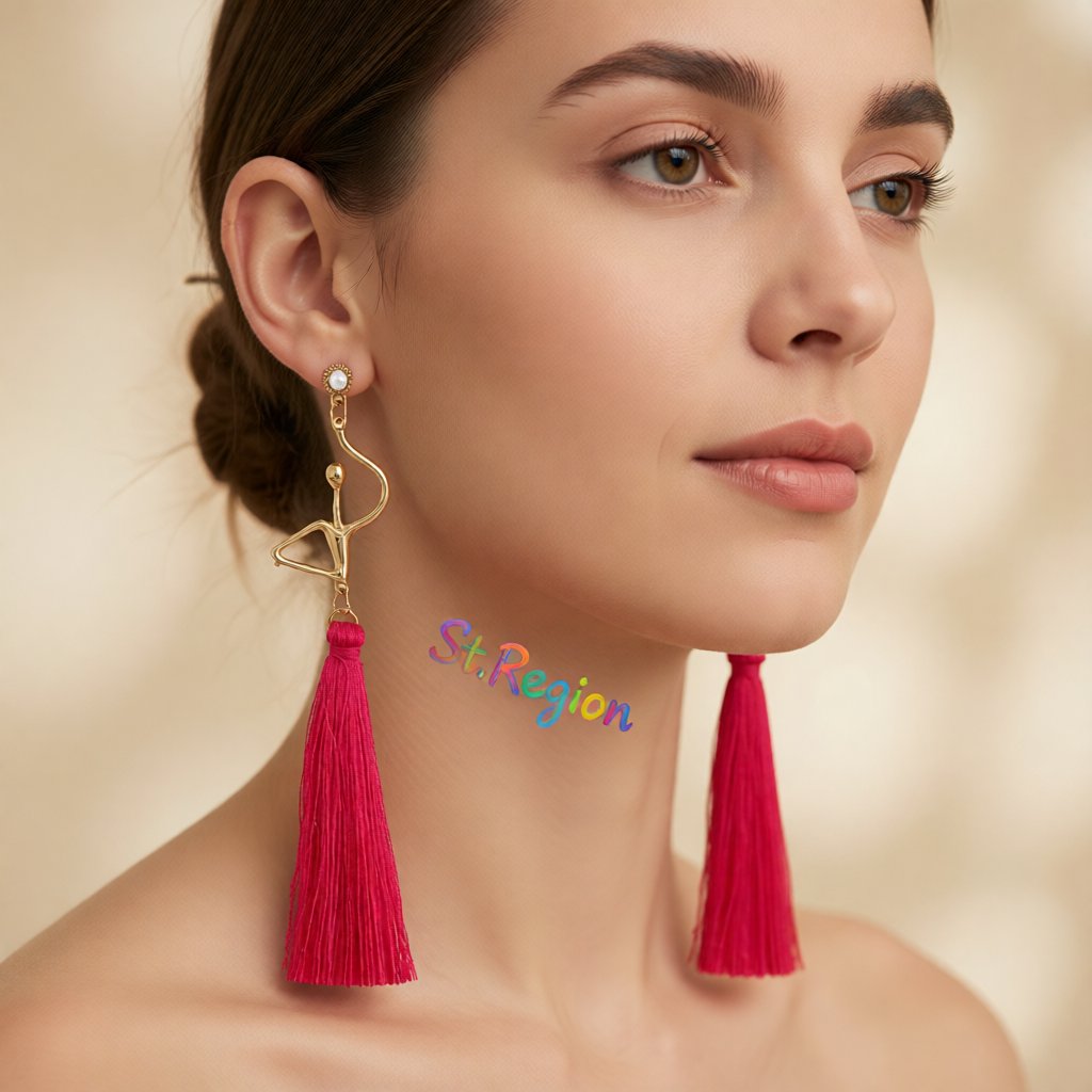 Pearl and Polyster 18K Gold-Plated Figure Tassel Drop Earrings, gold drop earrings for women, styled look