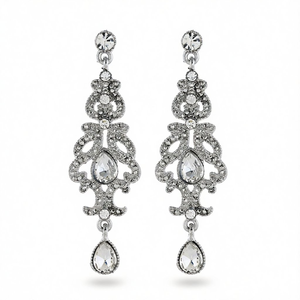 Crystal and Cubic Zirconia Drop Statement Earrings, drop earrings for women, elegant gift for her, side view