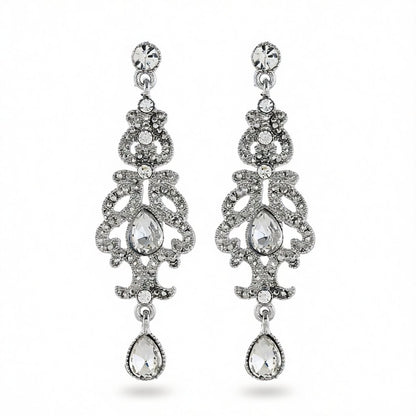 Crystal and Cubic Zirconia Drop Statement Earrings, drop earrings for women, elegant gift for her, side view