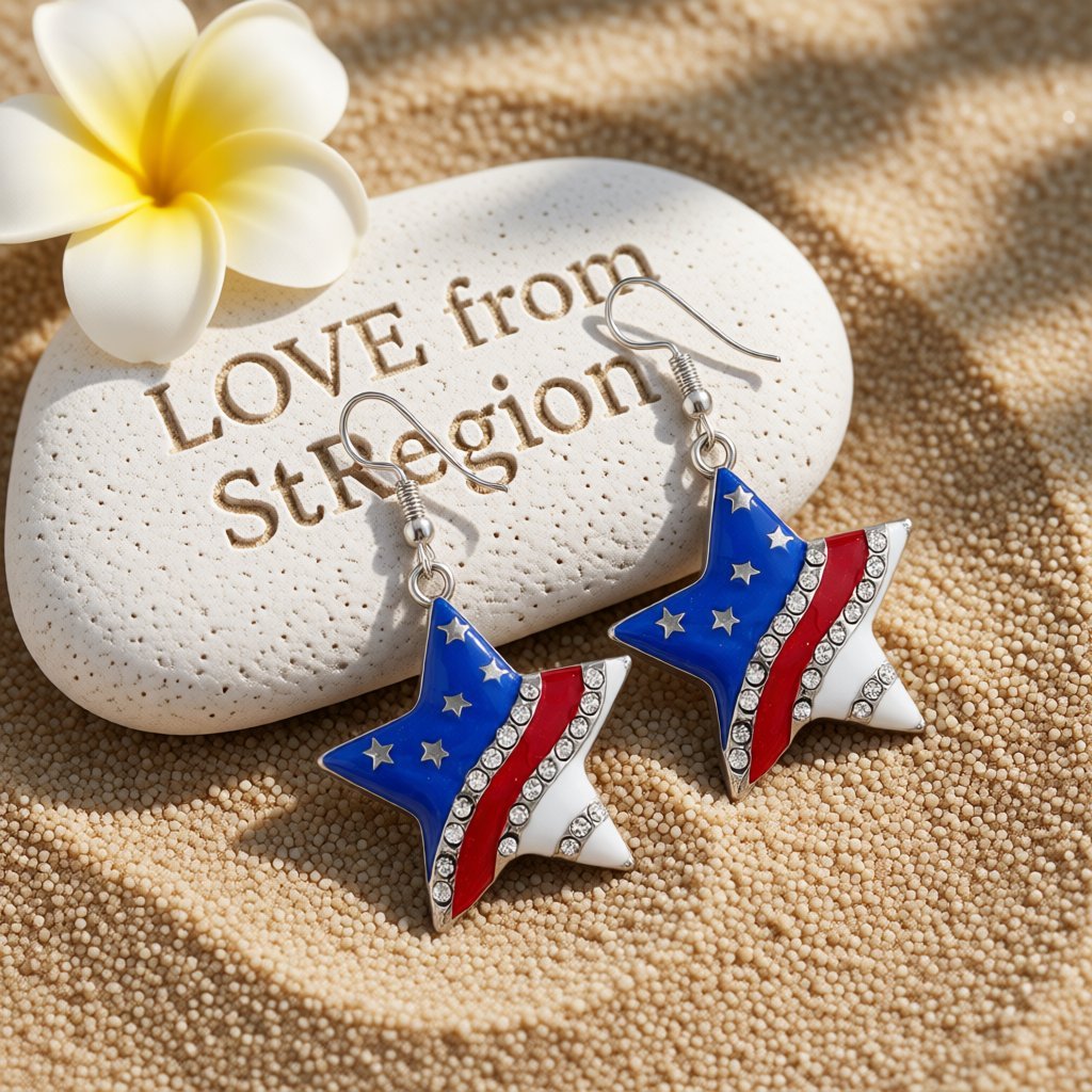 Cubic Zirconia and Silver-Plated Flag Star Drop Earrings, silver drop earrings for women, lifestyle look
