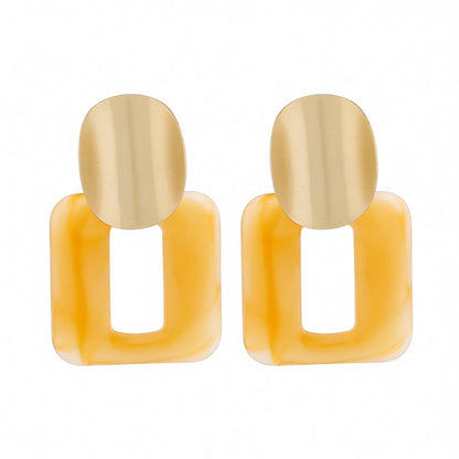 18K Gold-Plated Open Square Drop Earrings, gold drop earrings for women, vintage-inspired design, side view