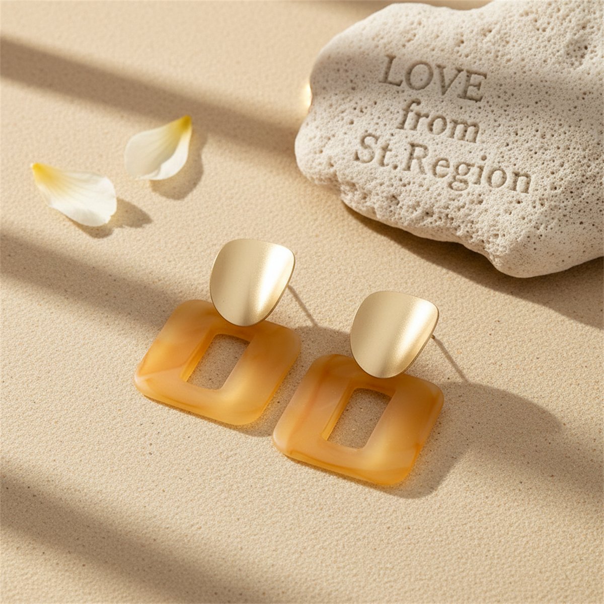 18K Gold-Plated Open Square Drop Earrings, gold drop earrings for women, vintage-inspired design, lifestyle look