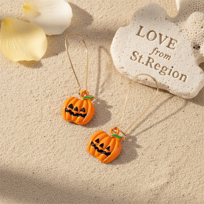Orange Enamel and 18K Gold-Plated Pumpkin Drop Earrings, gold drop earrings for women, elegant gift for her, lifestyle look