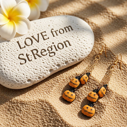 Orange and 18K Gold-Plated Pumpkin Tassel Drop Earrings, gold drop earrings for women, elegant gift for her, lifestyle look