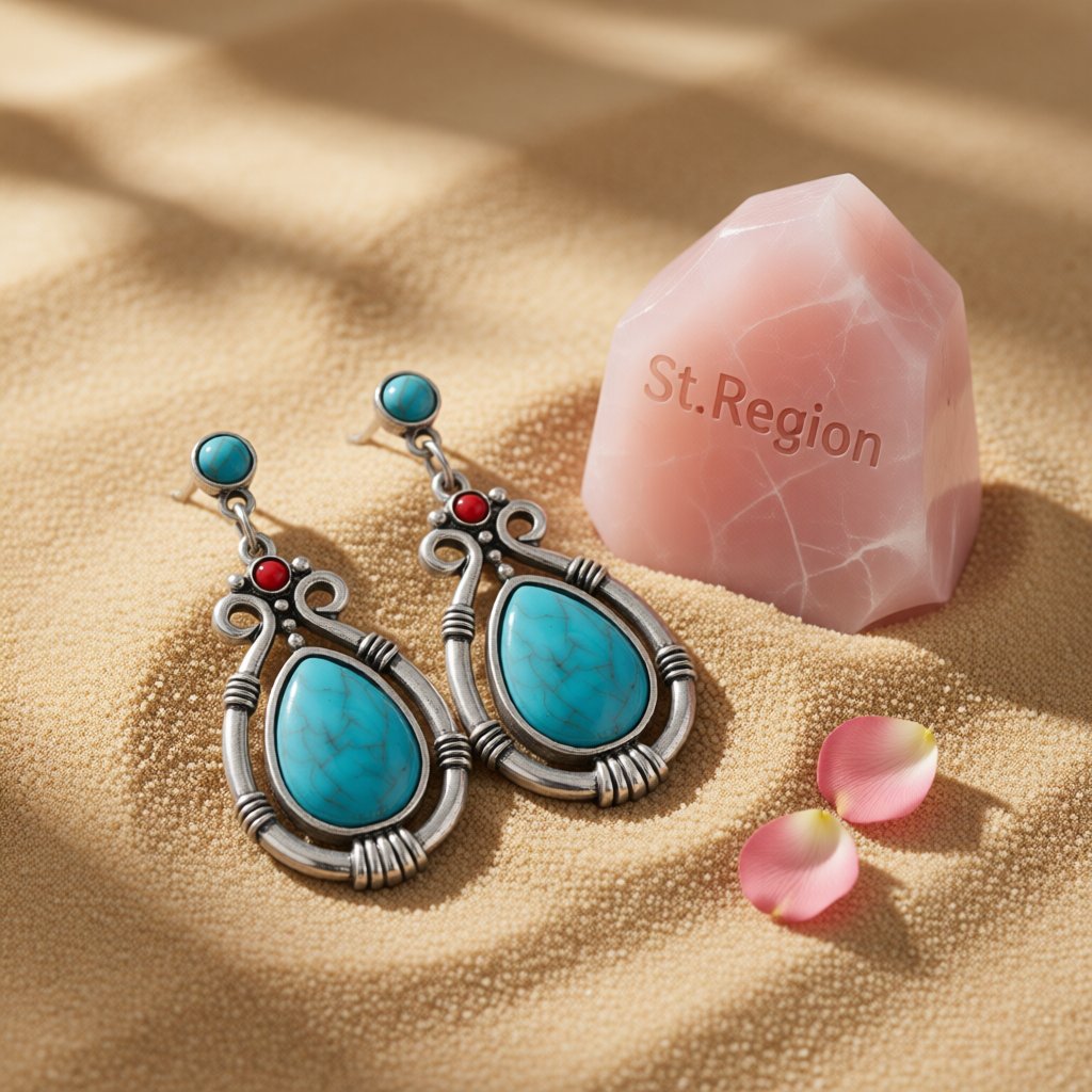 Turquoise and Silver-Plated Teardrop Earrings, silver drop earrings for women, everyday style, detail close-up