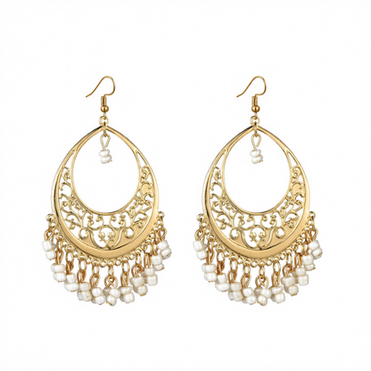 White Turquoise & 18K Gold-Plated Openwork Filigree Drop Earrings