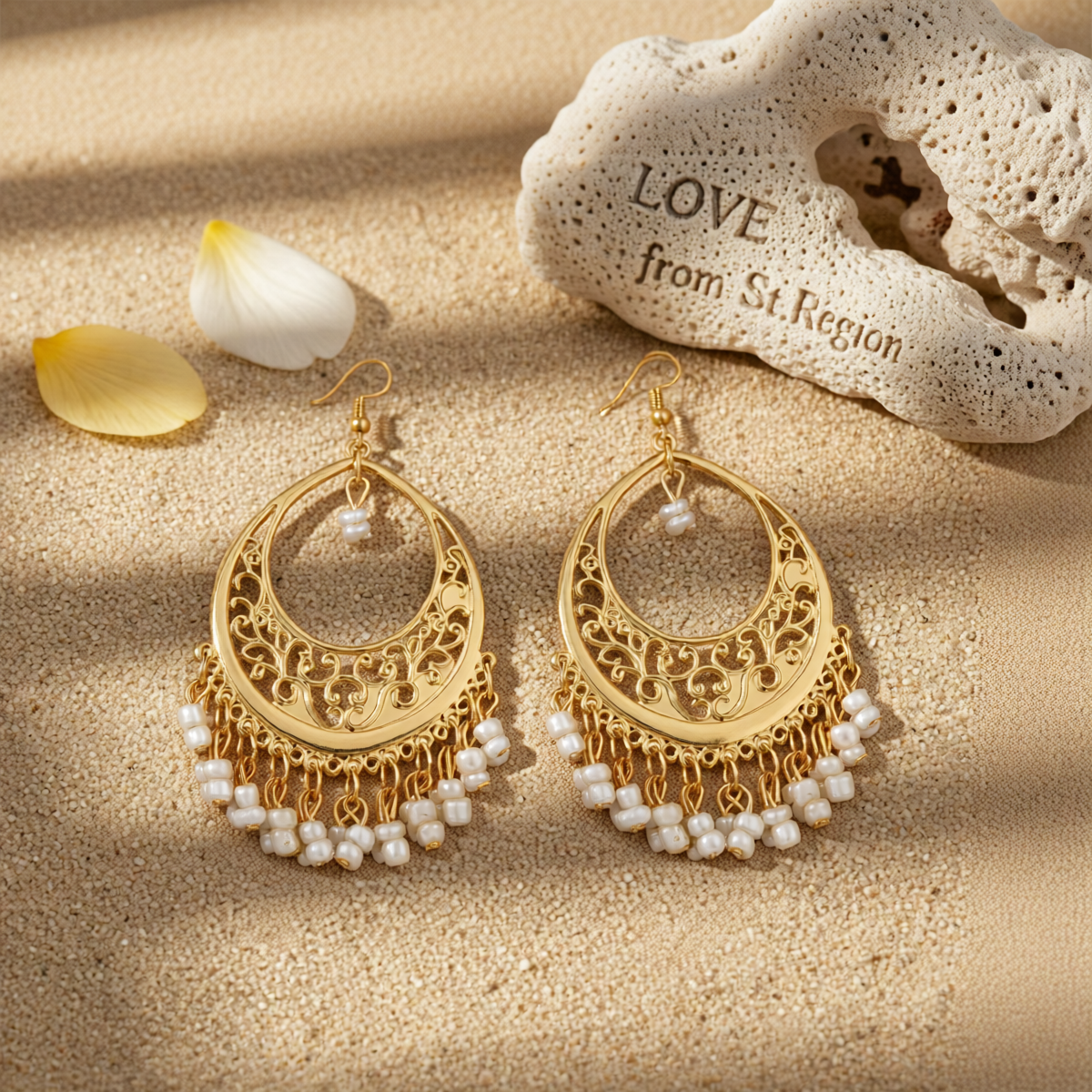White Turquoise & 18K Gold-Plated Openwork Filigree Drop Earrings