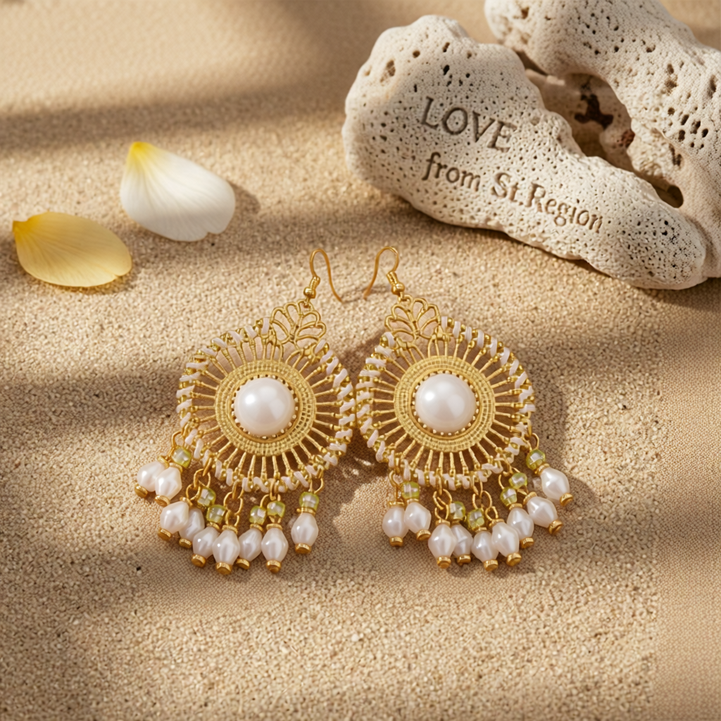 White Acrylic & Enamel 18K Gold-Plated Openwork Round Drop Earrings