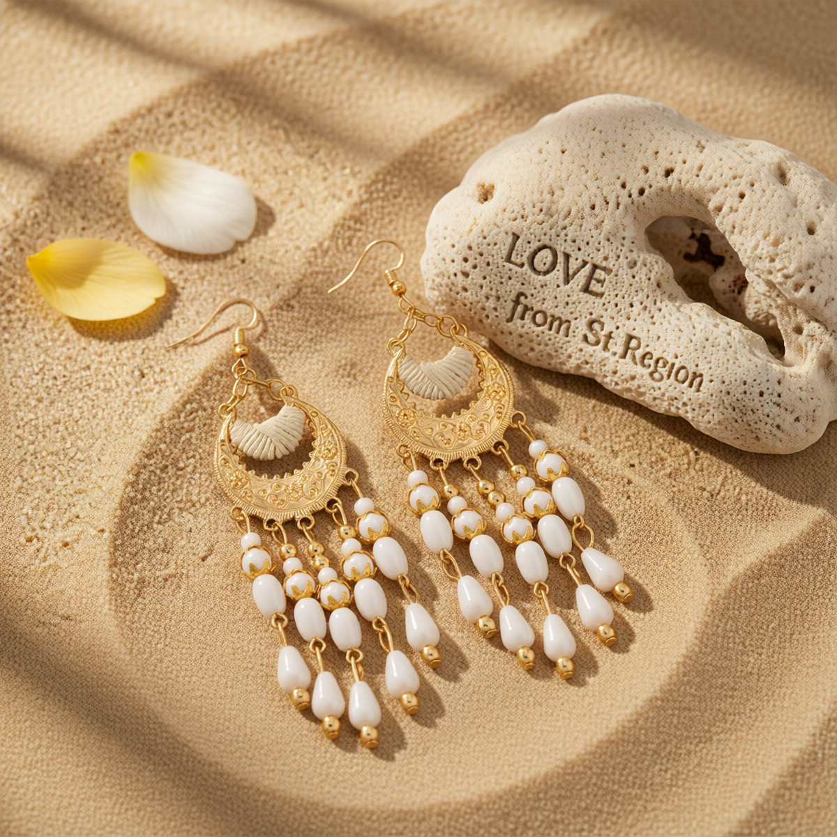 White Resin & Polyster 18K Gold-Plated Tassel Drop Earrings