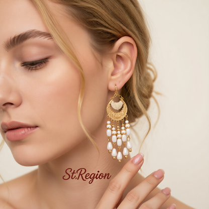 White Resin & Polyster 18K Gold-Plated Tassel Drop Earrings
