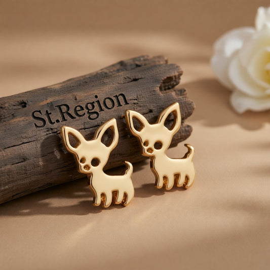 18K Gold-Plated Chihuahua Stud Earrings