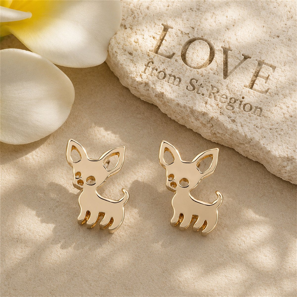 18K Gold-Plated Chihuahua Stud Earrings
