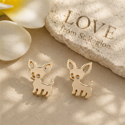 18K Gold-Plated Chihuahua Stud Earrings
