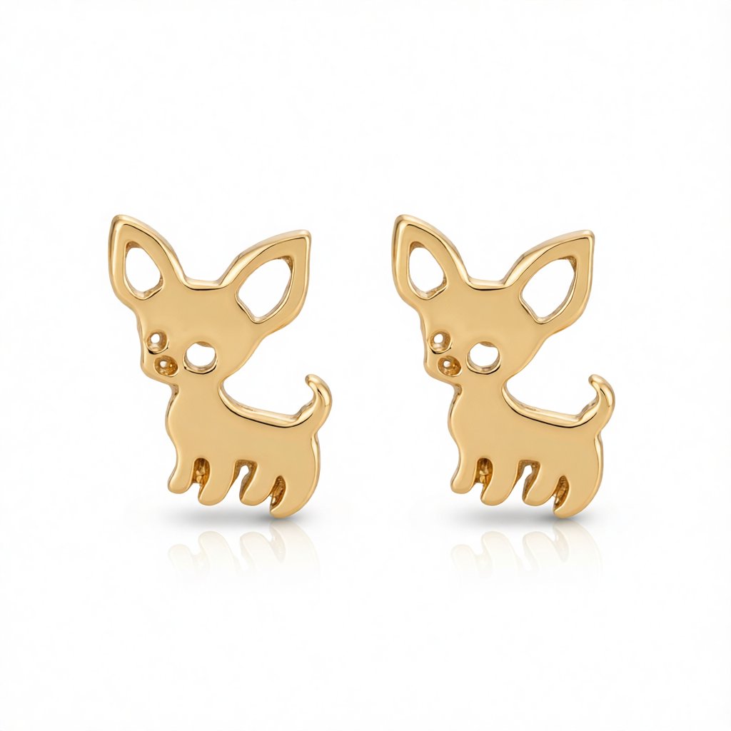 18K Gold-Plated Chihuahua Stud Earrings