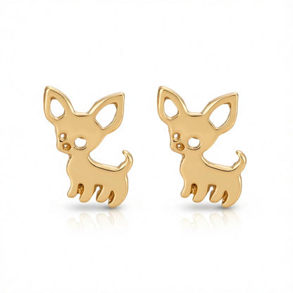 18K Gold-Plated Chihuahua Stud Earrings