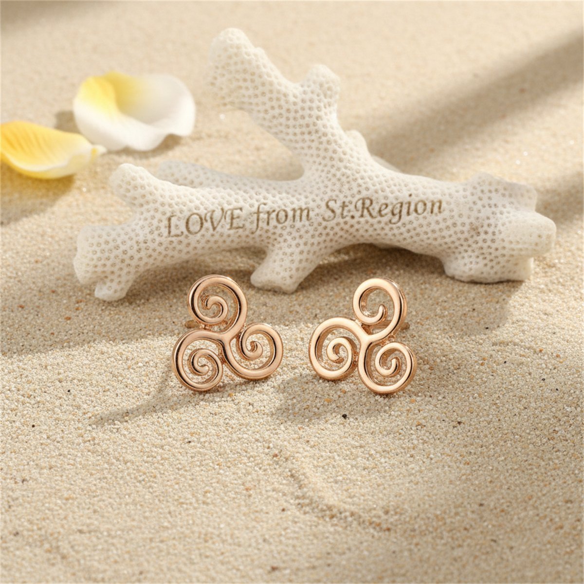 18K Gold-Plated Open Swirls Stud Earrings, gold stud earrings for women, dainty minimalist design, lifestyle look