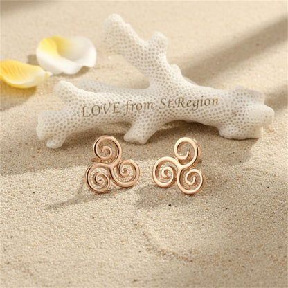 18K Gold-Plated Open Swirls Stud Earrings, gold stud earrings for women, dainty minimalist design, lifestyle look