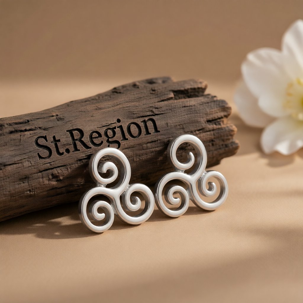 Silver-Plated Open Swirls Stud Earrings, cubic zirconia stud earrings for women, elegant gift for her, front view
