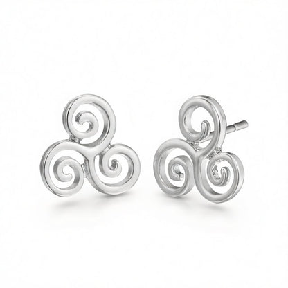 Silver-Plated Open Swirls Stud Earrings, cubic zirconia stud earrings for women, elegant gift for her, side view
