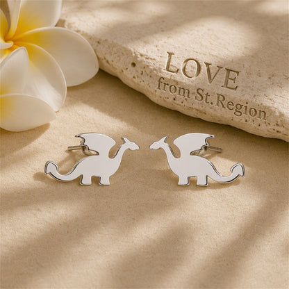 Silver-Plated Dragon Stud Earrings, cubic zirconia stud earrings for women, elegant gift for her, lifestyle look