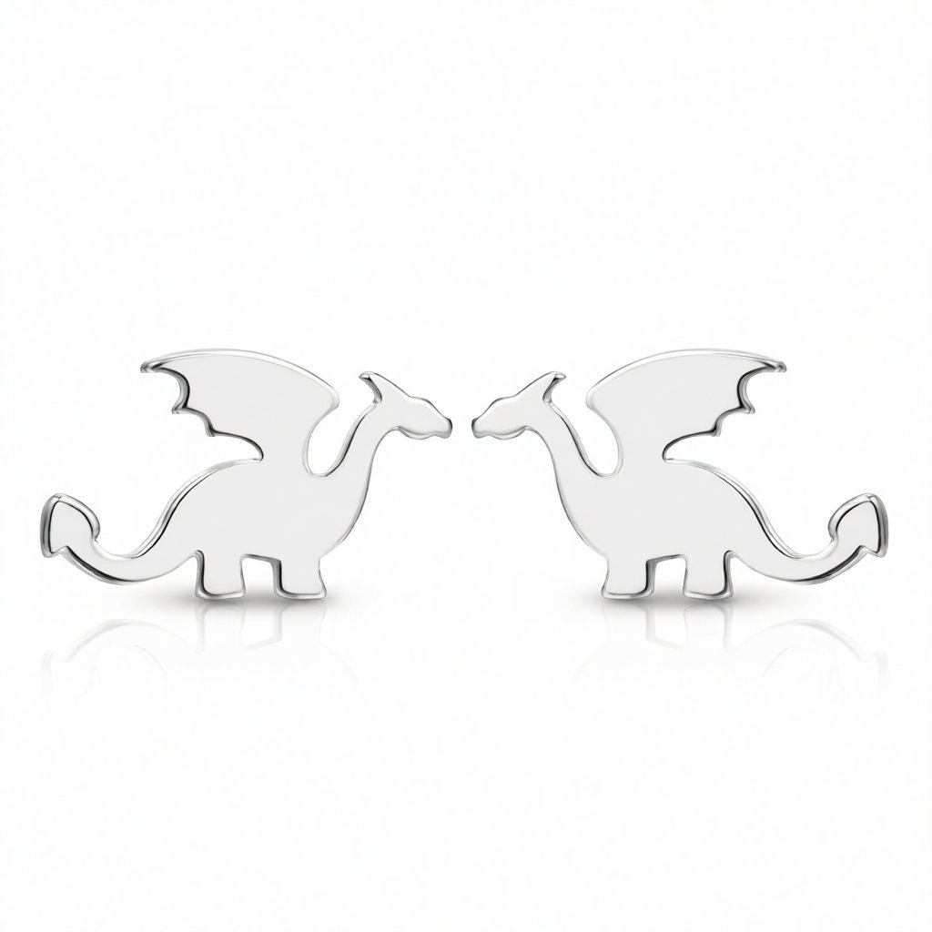 Silver-Plated Dragon Stud Earrings, cubic zirconia stud earrings for women, elegant gift for her, side view
