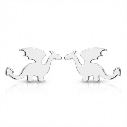 Silver-Plated Dragon Stud Earrings, cubic zirconia stud earrings for women, elegant gift for her, side view