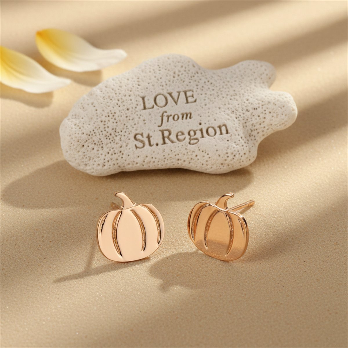 18K Gold-Plated Pumpkin Stud Earrings, gold stud earrings for women, vintage-inspired design, lifestyle look