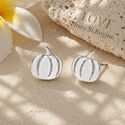 Silver-Plated Pumpkin Stud Earrings