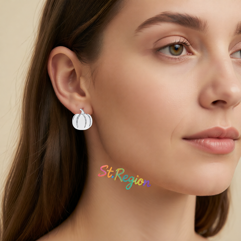 Silver-Plated Pumpkin Stud Earrings