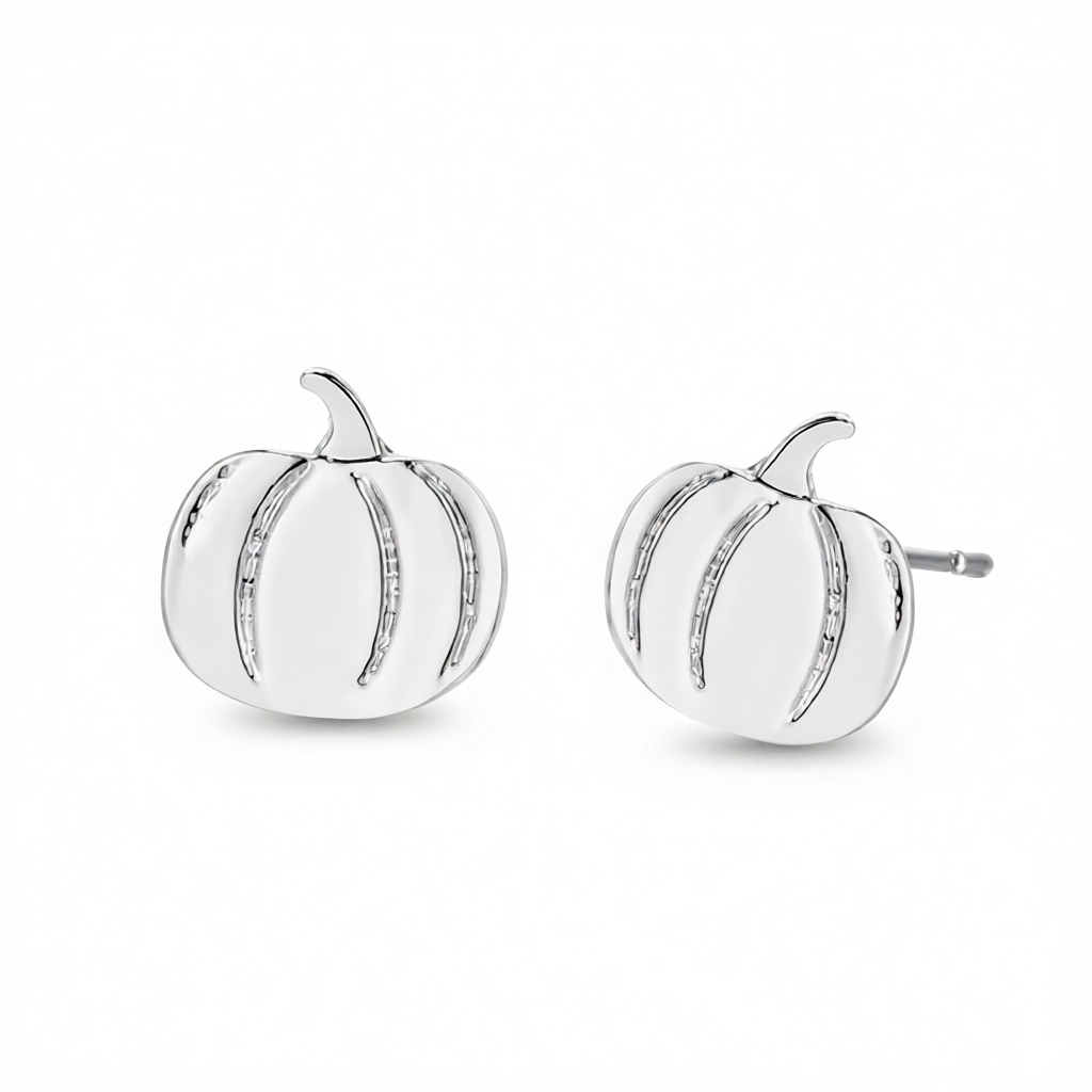Silver-Plated Pumpkin Stud Earrings