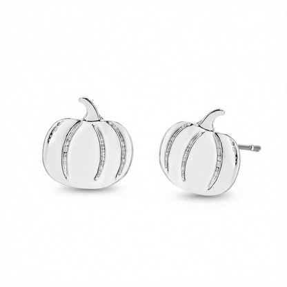 Silver-Plated Pumpkin Stud Earrings