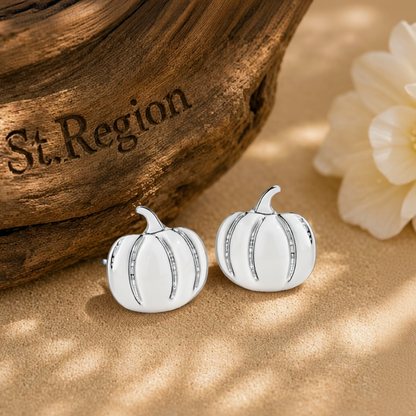 Silver-Plated Pumpkin Stud Earrings