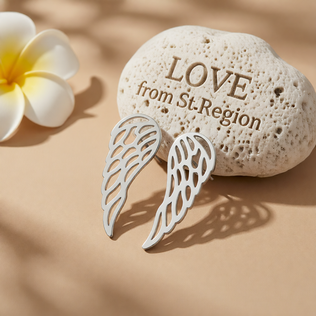 Silver-Plated Openwork Wing Stud Earrings