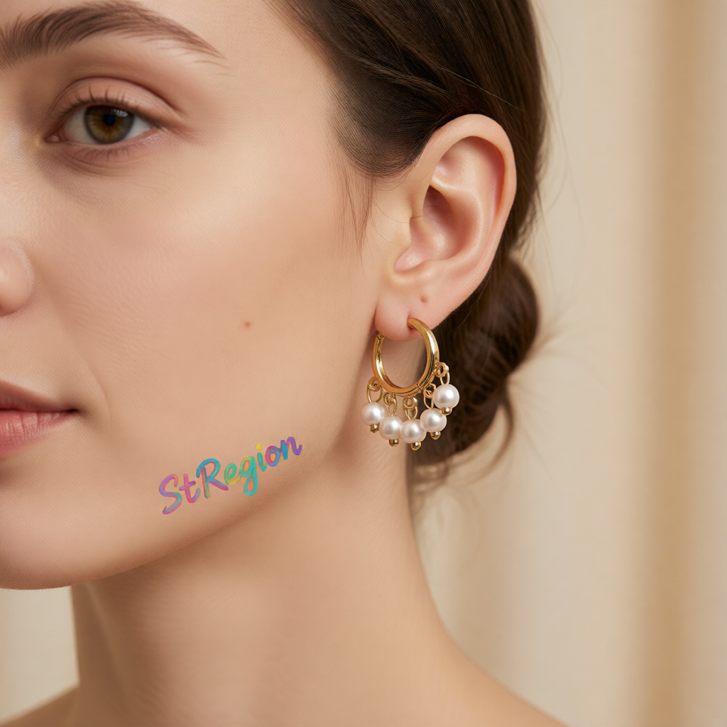 Pearl & 18K Gold-Plated Bead Tassel Hoop Earrings