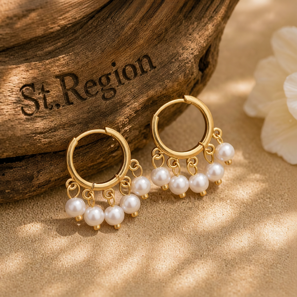 Pearl & 18K Gold-Plated Bead Tassel Hoop Earrings