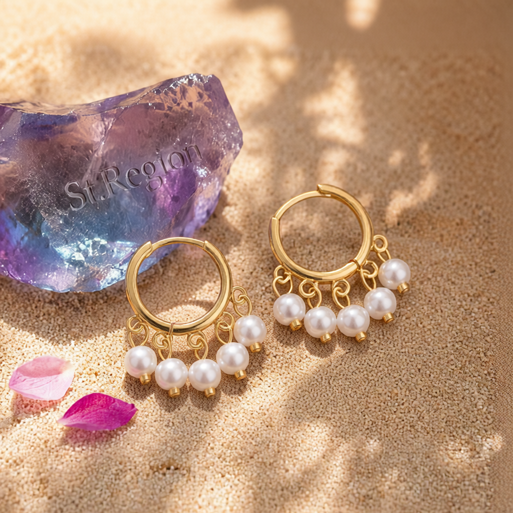 Pearl & 18K Gold-Plated Bead Tassel Hoop Earrings