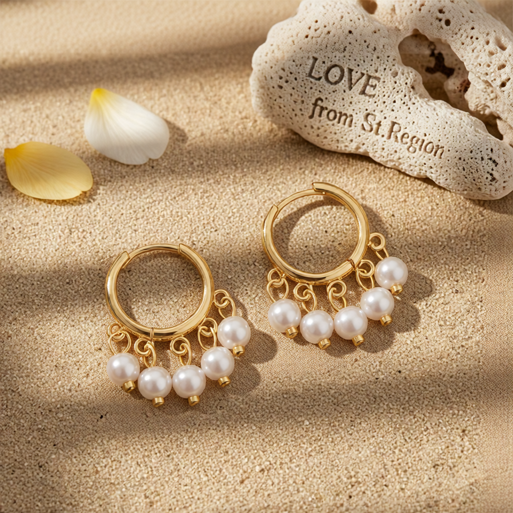 Pearl & 18K Gold-Plated Bead Tassel Hoop Earrings
