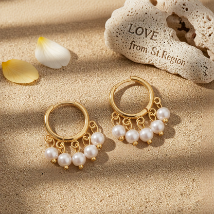 Pearl & 18K Gold-Plated Bead Tassel Hoop Earrings