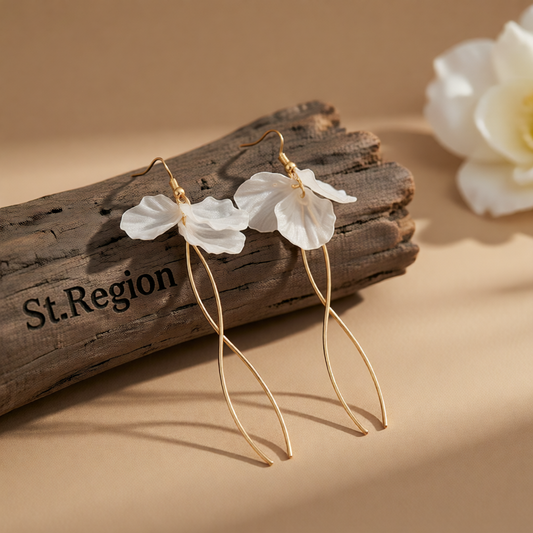 White Acrylic & 18K Gold-Plated Petals Tassel Drop Earrings