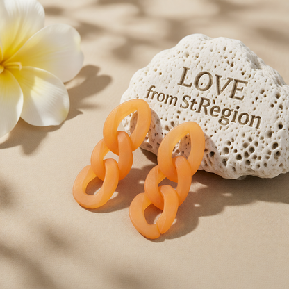 Orange Resin & Silver-Plated Curb Chain Drop Earrings