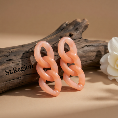 Pink Resin & Silver-Plated Curb Chain Drop Earrings