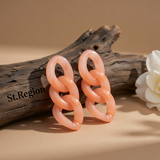 Pink Resin & Silver-Plated Curb Chain Drop Earrings