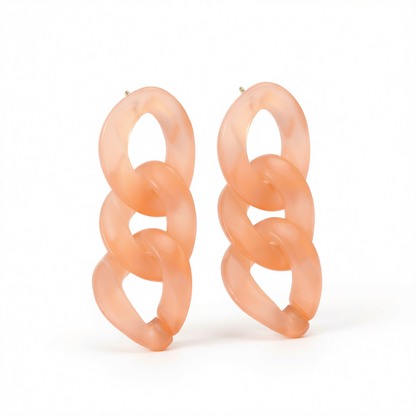 Pink Resin & Silver-Plated Curb Chain Drop Earrings