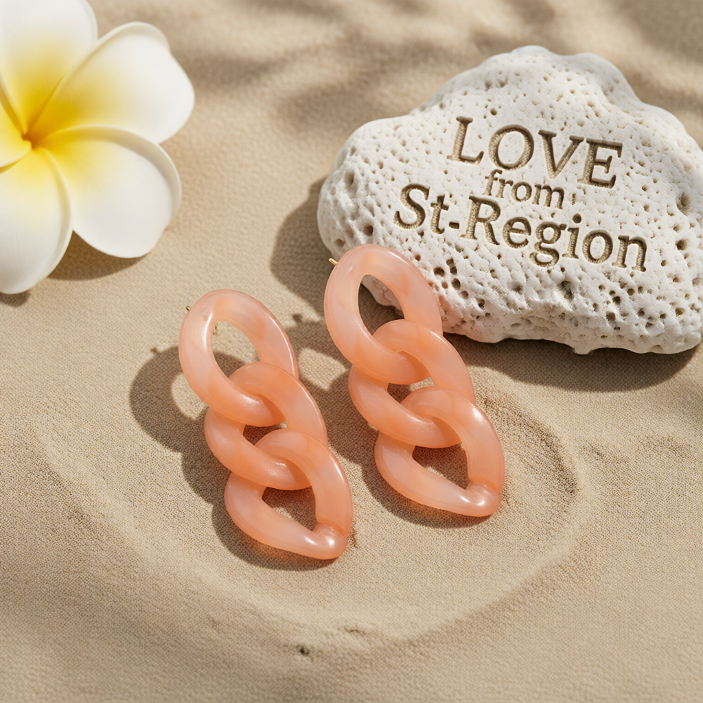Pink Resin & Silver-Plated Curb Chain Drop Earrings