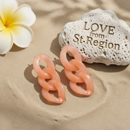 Pink Resin & Silver-Plated Curb Chain Drop Earrings