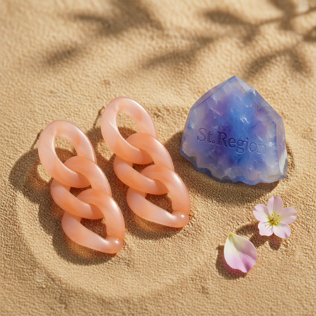 Pink Resin & Silver-Plated Curb Chain Drop Earrings
