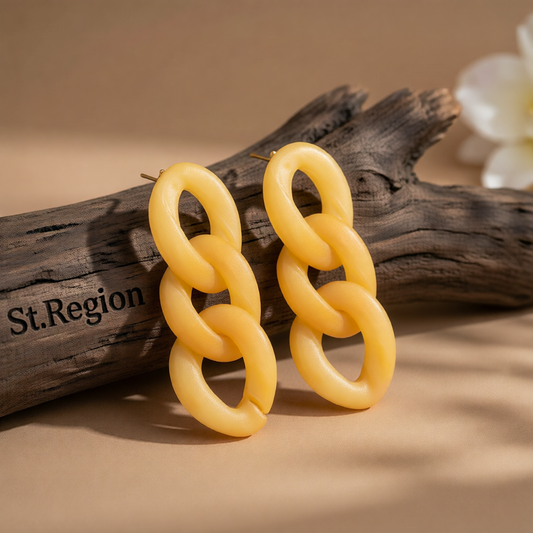 Yellow Resin & Silver-Plated Curb Chain Drop Earrings