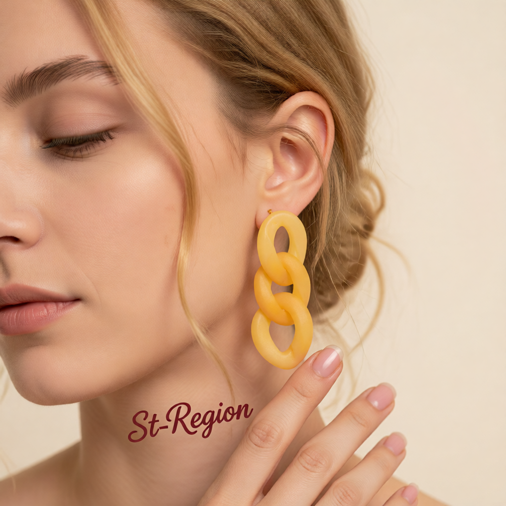 Yellow Resin & Silver-Plated Curb Chain Drop Earrings