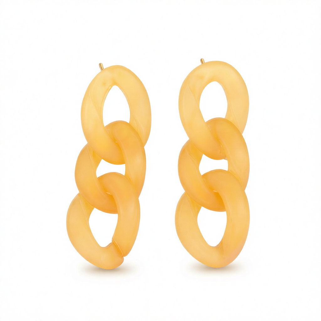 Yellow Resin & Silver-Plated Curb Chain Drop Earrings